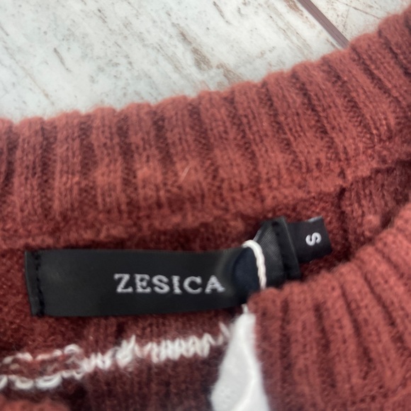 NWT - Zesica Women’s Small Open Front Striped Cardigan Sweater  Brown & White - Picture 10 of 14